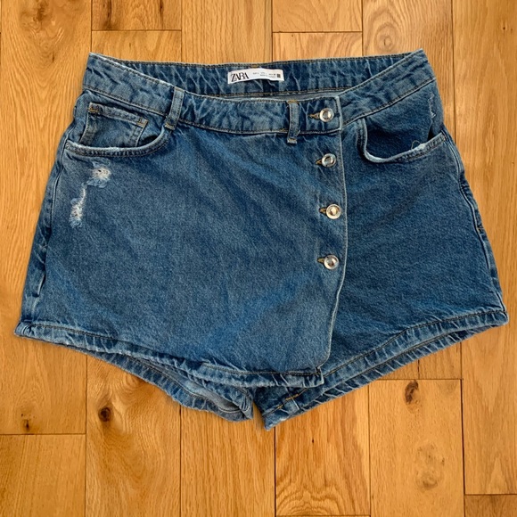 Zara Ripped Denim Skort - Picture 2 of 7